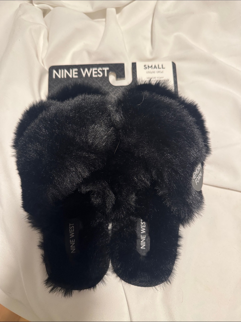 Nine West Plush Black Slippers